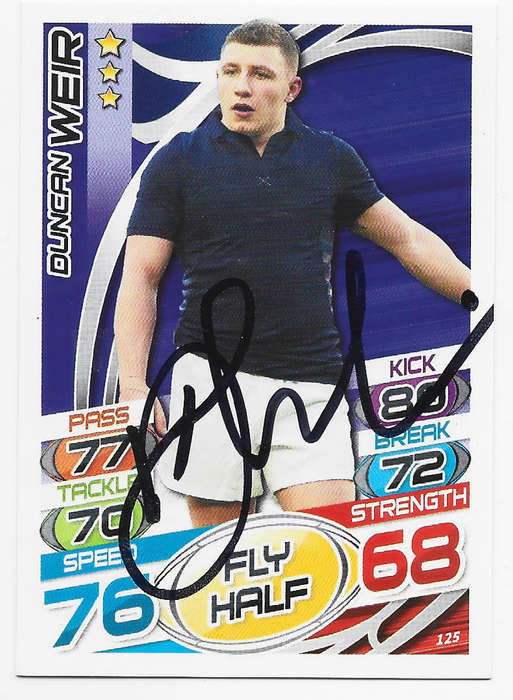 DUNCAN WEIR (Scotland) - TOPPS `RUGBY WORLD CUP` 2015 - Personally SIGNED TRADING CARD