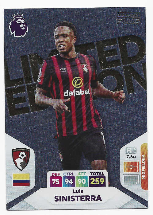 LUIS SINISTERRA - PANINI English Premier League PLUS 2024 - RARE `LIMITED EDITION` TRADING CARD