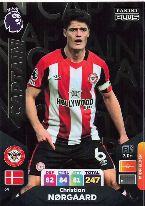 CHRISTIAN NORGAARD - PANINI E/Premier League PLUS 2024 - `CAPTAIN` TRADING CARD 64