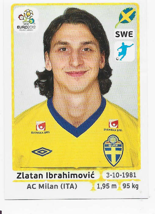 ZLATAN IBRAHIMOVIC - PANINI EUFA EURO 2012 STICKER COLLECTION - STICKER 451 WHITE