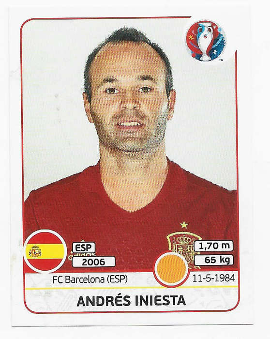 ANDRES INIESTA - PANINI EUFA EURO 2016 STICKER COLLECTION -  STICKER 363