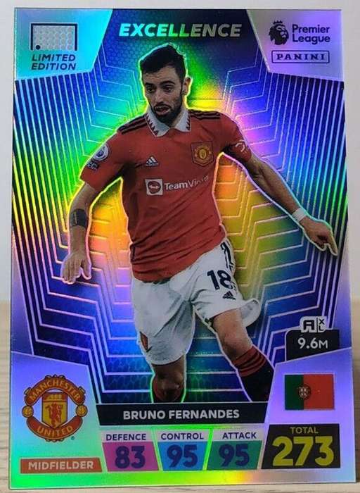 BRUNO FERNANDES - PANINI Eng. Premier League 2022/2023 - RARE `EXCELLENCE` TRADING CARD
