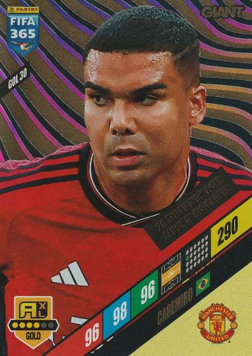 CASEMIRO - PANINI `FIFA 365 COLLECTION` 2024 - GOLD `GIANT` FOIL TRADING CARD GOL30