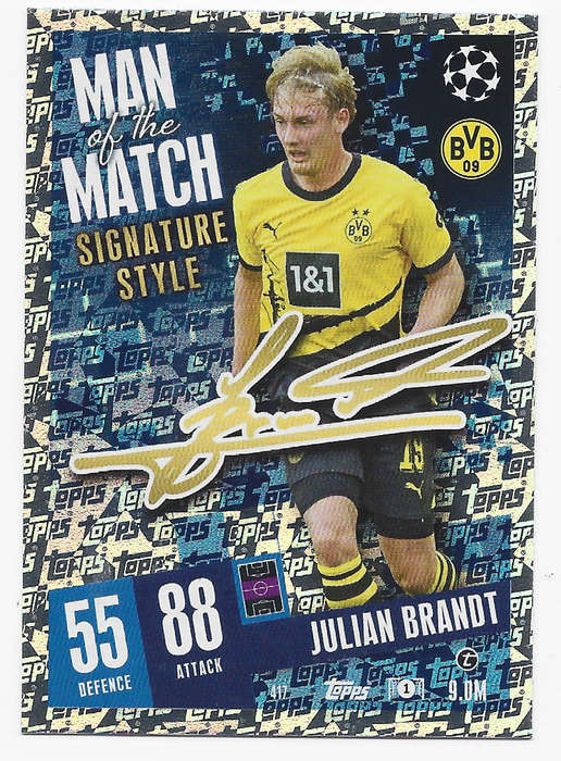 JULIAN BRANDT - TOPPS `CHAMPIONS/EUROPA LEAGUE` 2023/24 -  "SIGNATURE MAN of the MATCH" CARD