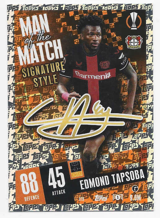 EDMOND TAPSOBA - TOPPS `CHAMPIONS/EUROPA LEAGUE` 2023/24 -  "SIGNATURE MAN of the MATCH" CARD