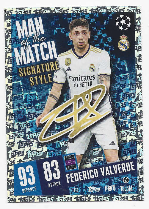 FEDERICO VALVERDE - TOPPS `CHAMPIONS/EUROPA LEAGUE` 2023/24 -  "SIGNATURE MAN of the MATCH" CARD