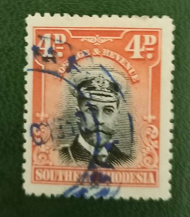 SOUTHERN RHODESIA - 1924 King George V - SACC  6 , 4d Black/Orange USED