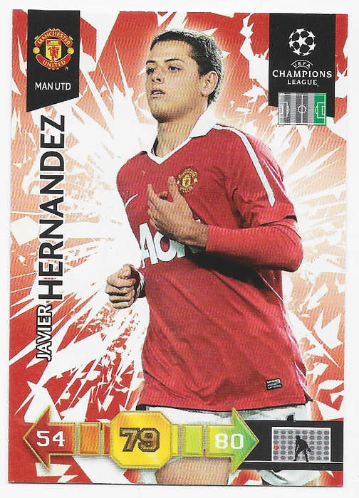 JAVIER HERNANDEZ (Man. United) - PANINI `CHAMPIONS LEAGUE` 2010/11 - `BASE` TRADING CARD