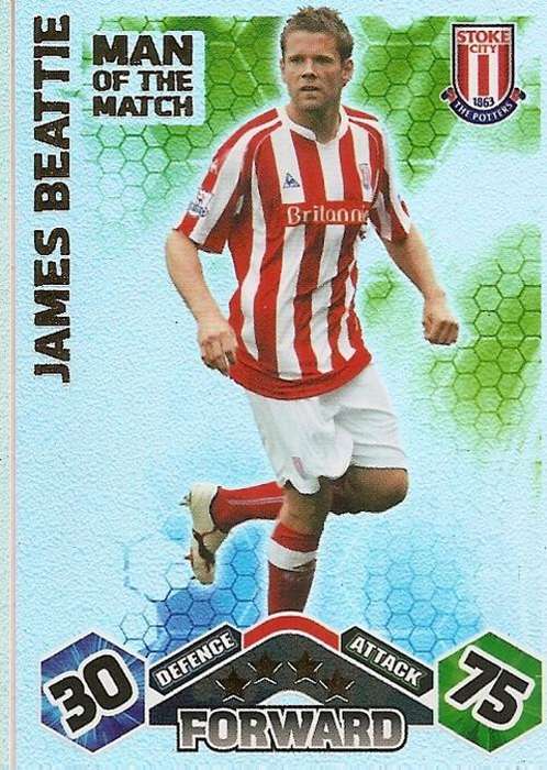 JAMES BEATTIE - MATCH ATTAX 2009/10 - `MAN of the MATCH` FOIL TRADING CARD