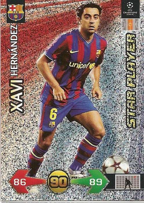 XAVI - PANINI `CHAMPIONS LEAGUE S/STRIKES` 2009/10 - FOIL `STAR PLAYER` TRADING CARD