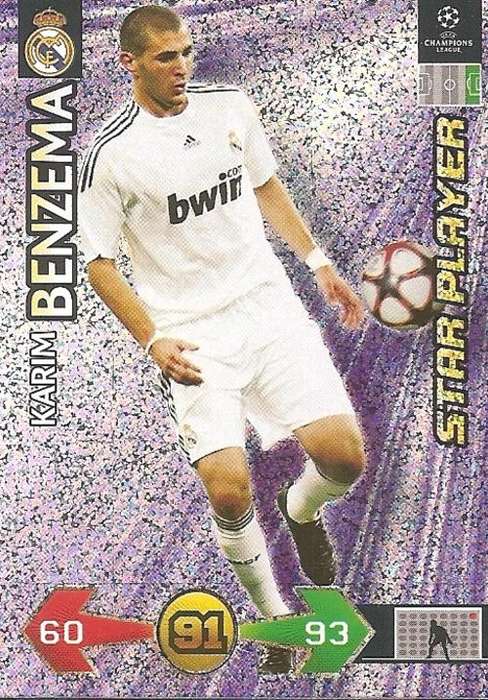KARIM BENZEMA - PANINI `CHAMPIONS LEAGUE S/STRIKES` 2009/10 - `STAR PLAYER` TRADING CARD