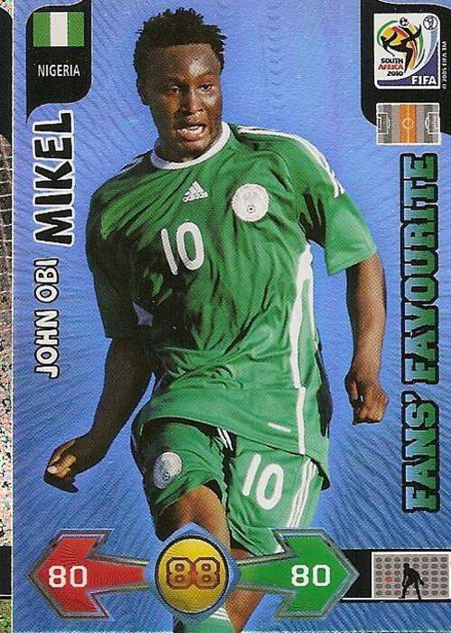 JOHN OBI MIKEL - PANINI FIFA WORLD CUP 2010 COLLECTION - FOIL  `FANS FAVOURITE` CARD