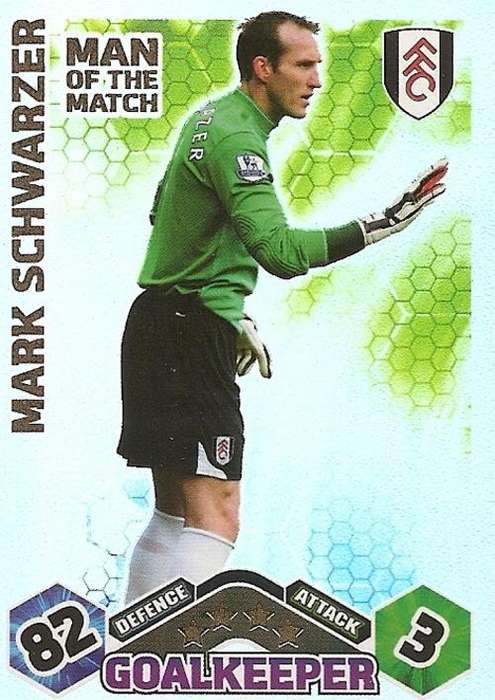 MARK SCHWARZER - MATCH ATTAX EXTRA 09/10 - `MAN of the MATCH` FOIL TRADING CARD