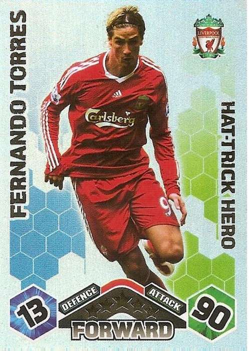 FERNANDO TORRES - MATCH ATTAX EXTRA 2009/10 - `Hat Trick Hero` FOIL TRADING CARD