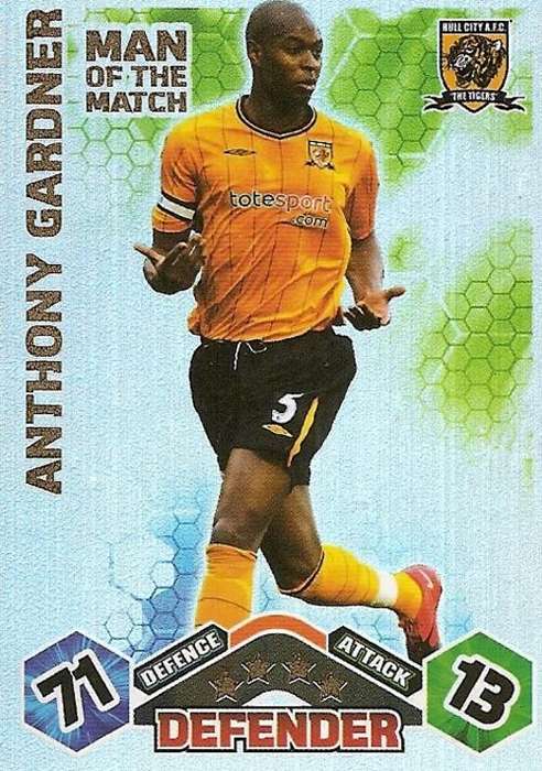 ANTHONY GARDNER - MATCH ATTAX EXTRA 09/10 - `MAN of the MATCH` FOIL TRADING CARD