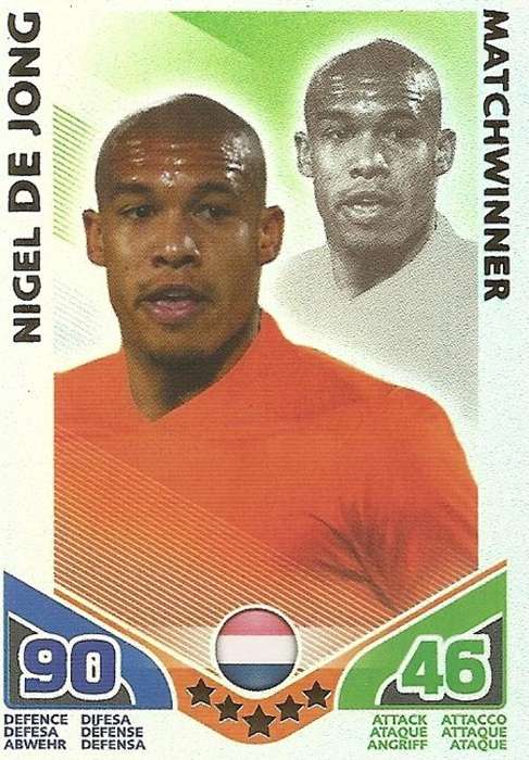 NIGEL DE JONG - TOPPS MATCH ATTAX `FIFA WORLD CUP 2010` -  `MATCHWINNER` CARD - GERMAN VERSION