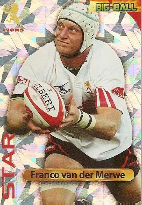 FRANCO V/D MERWE - 2010 BIG BALL RUGBY COLLECTION -  FOIL `STAR PLAYER` TRADING CARD GL12