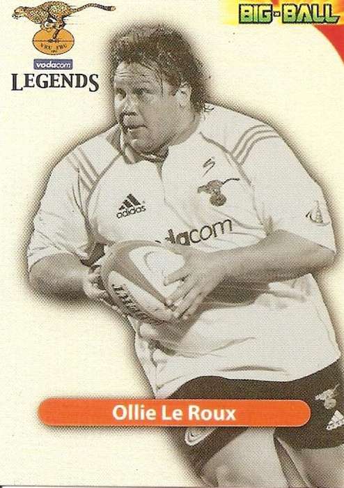 OLLIE LE ROUX  "CHEETAH's" - 2010 BIG BALL RUGBY COLLECTION -  `LEGEND` TRADING CARD CH43