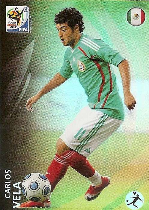FIFA 2010 ADRENALYN PREMIUM - CARLOS VELA "RAINBOW FOIL" CARD