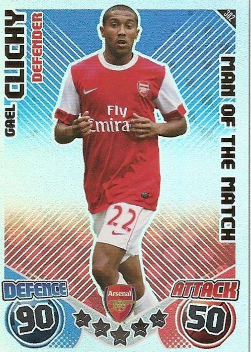 MATCH ATTAX 2010/11 - GAIL CLICHY M/MATCH CARD