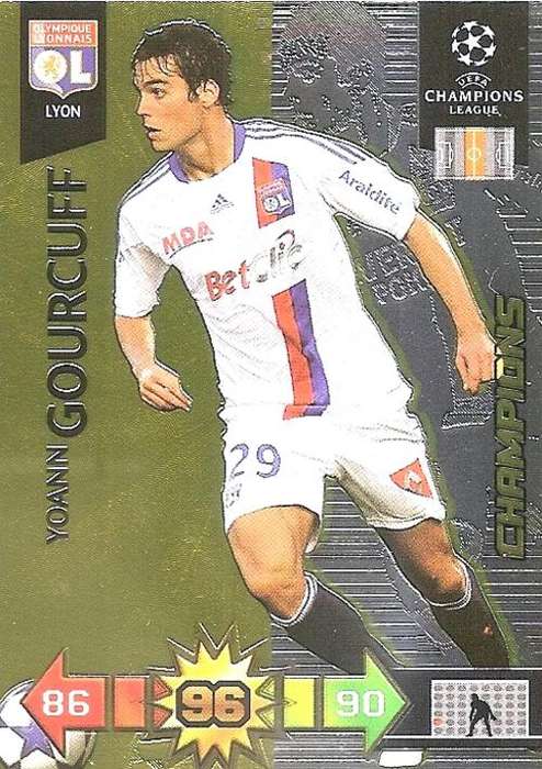 YOANN GOURCUFF - CHAMPIONS LEAGUE 2010/2011 - GOLD "CHAMPION" TRADING CARD