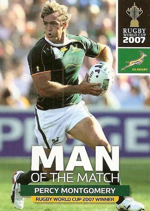 PERCY MONTGOMERY - 2011 RUGBY WORLD CUP COLLECTION -  MAN of the MATCH TRADING CARD 115