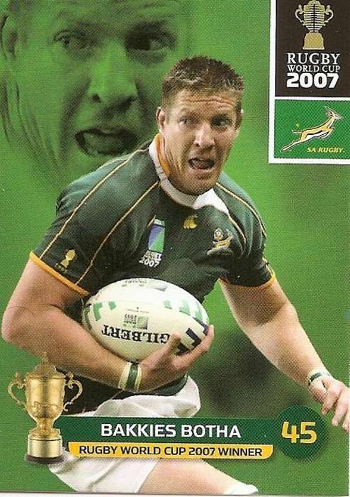 BAKKIES BOTHA - 2011 RUGBY WORLD CUP COLLECTION -  BASE TRADING CARD 131