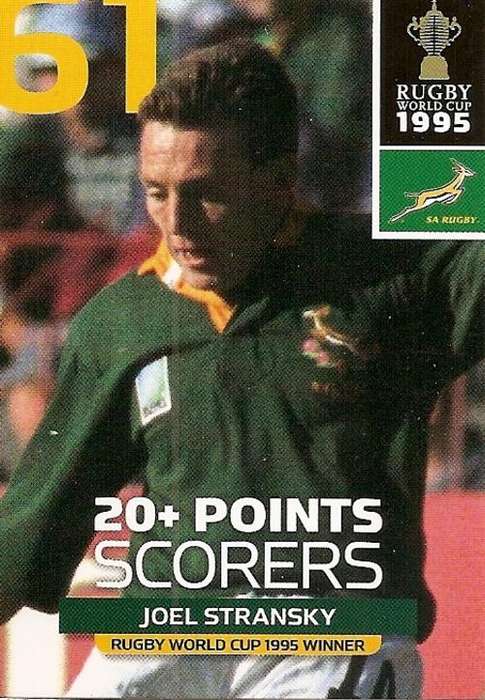 JOEL STRANSKY - BIG BALL 2011 RUGBY WORLD CUP COLLECTION - `20+ POINTS` TRADING CARD 170