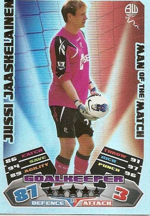 MATCH ATTAX 2012 - JUSSI JAASKELAINEN "MAN of the MATCH" CARD