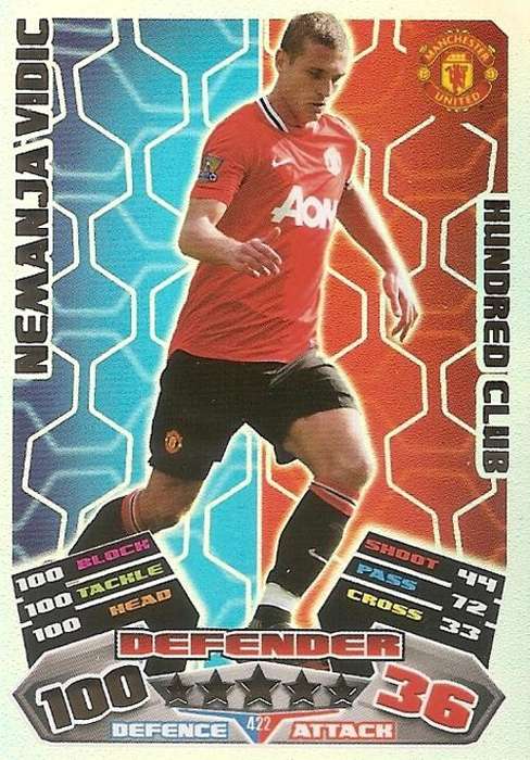 MATCH ATTAX 2012 - NEMANDJA VIDIC "CLUB 100" CARD