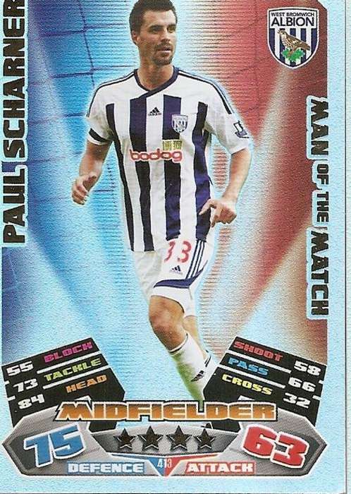 MATCH ATTAX 2012 - PAUL SCHARNER "MAN of the MATCH" CARD