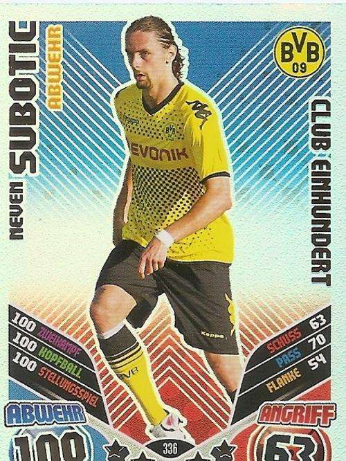 MATCH ATTAX "BUNDESLIGA" 2012 - NEVEN SUBOTIC "CLUB 100"  CARD