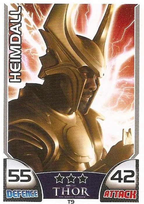 TOPPS HERO ATTAX - MARVEL UNIVERSE - THOR "RARE" MOVIE CARD "HEIMDALL T9"