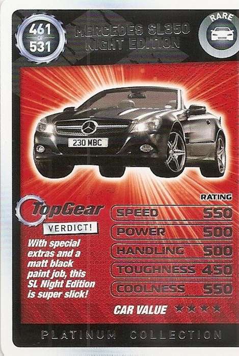 TOP GEAR TURBO CHALLENGE PLATINUM - MERCEDES SL350 `RARE` 461 CARD