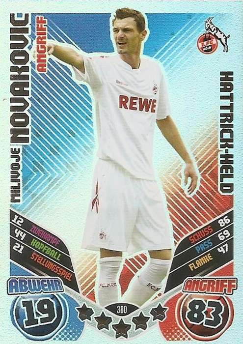 MATCH ATTAX "BUNDESLIGA" 2012 - MILIJOVE NOVAKOVIC "HAT TRICK HERO" CARD