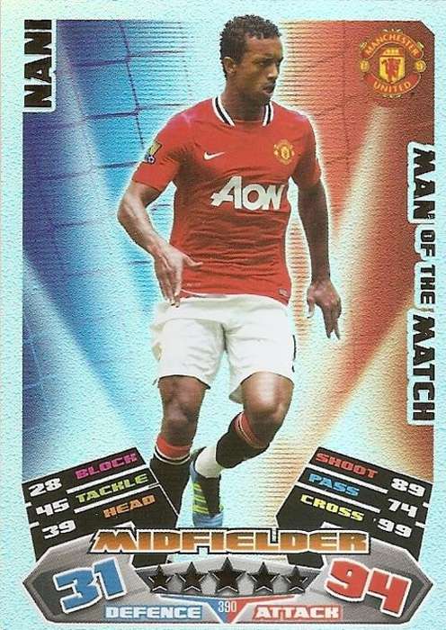 MATCH ATTAX 2012 - NANI `MAN of the MATCH` CARD