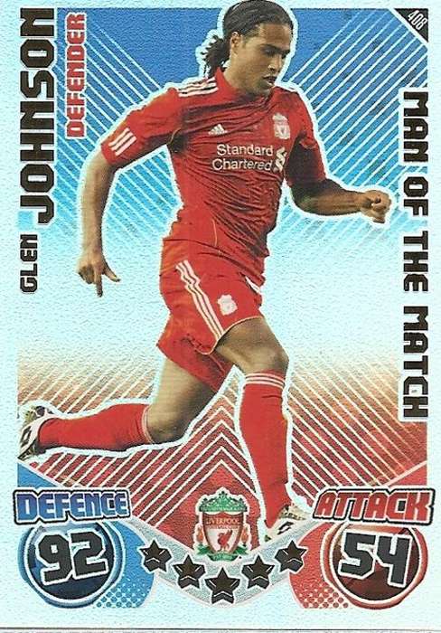 MATCH ATTAX 2010/11 - GLEN JOHNSON M/MATCH CARD