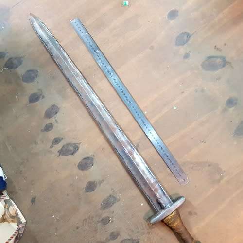 Large Metal Sword with Leather Wrapped Handle