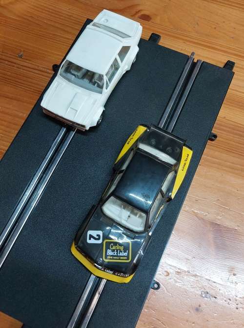 Polistil BMW & Polistil Fiat Scalextric Car - White car not running, to be used for spares