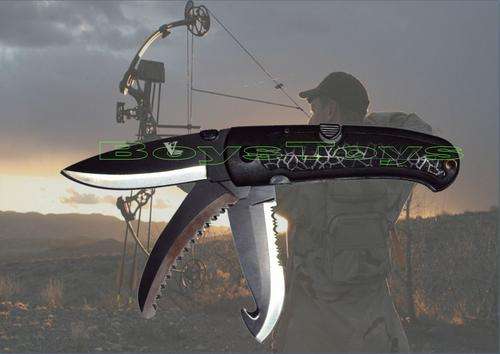 Tri-Blade Lock Blade Hunting Knife