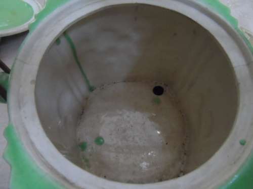 Beautiful biscuit barrel made in Japan Lid has been repaired handle good condition