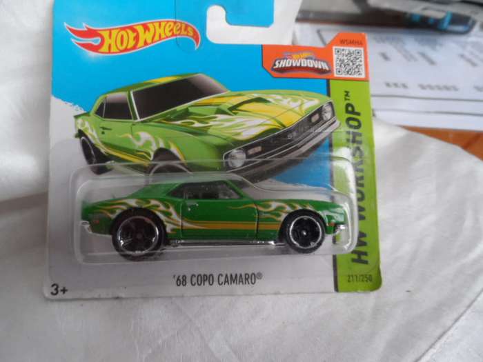 Hot Wheels Chevy Chevrolet Copo Camaro 68 Flames Green 211/250 2013 HW Workshop  [m52]