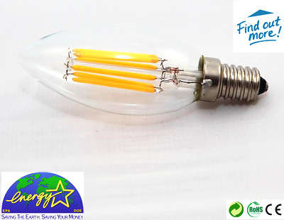 E14 4W LED Clear Filament Candle Light Lamp Bulb (85~230V) 2 Years Warranty