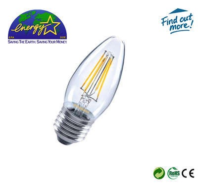 E27 4W LED Clear Filament Candle Light Lamp Bulb (85~230V) 2 Years Warranty