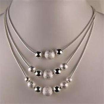 925 Sterling silver plated multi string necklace with frosted bead details - stunning piece