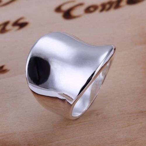 925 Sterling silver plated wide smooth polished ring size 8/Q
