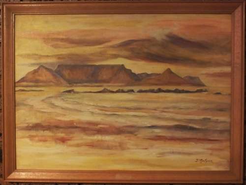 Thelma Malyon Acclaimed South African Artist - Table Mountain Sunset From Blouberg Sttrand