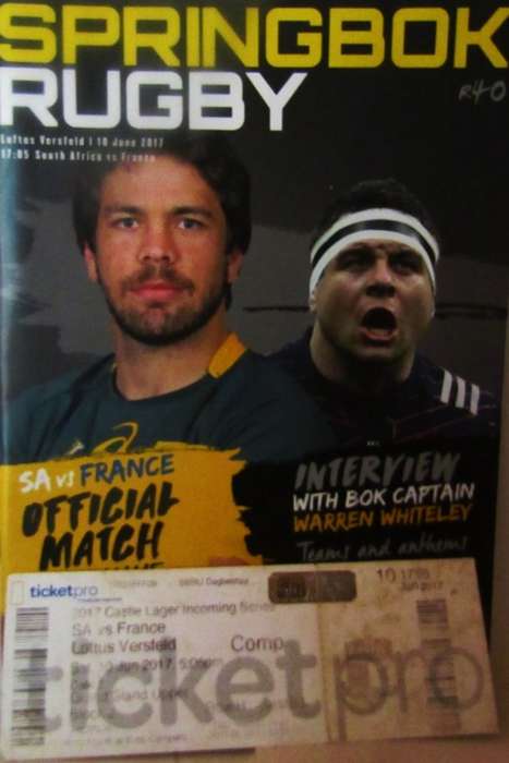 SOUTH AFRICA vs FRANCE  10 JUNE 2017 LOFTUS VERSVELD Plus Match Ticket
