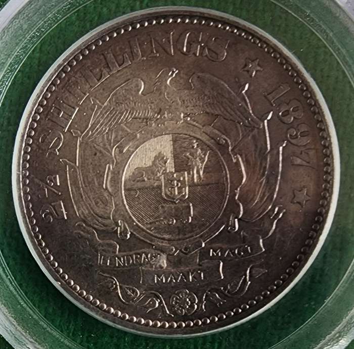 1897 Two and a Half Shillings AU53