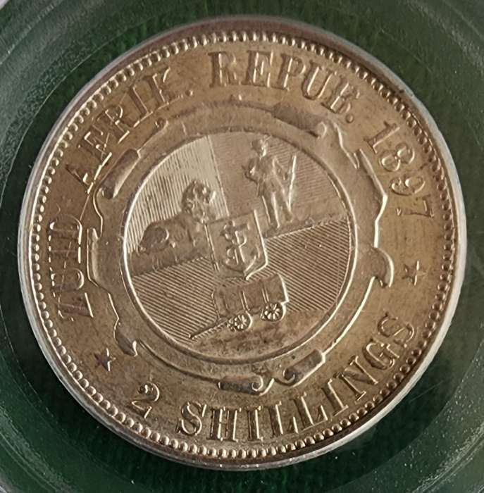 1897 Two Shillings AU58
